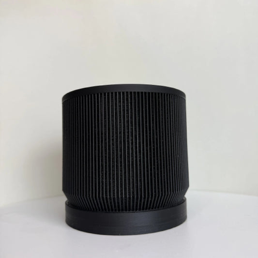 3D printed black planter pot for indoor plants